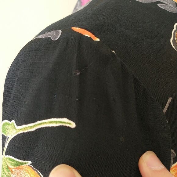 VTG Expo Maxi Wrap Dress 6 Black Floral Short Sleeve Made In USA Cottagecore 80s - Picture 11 of 11